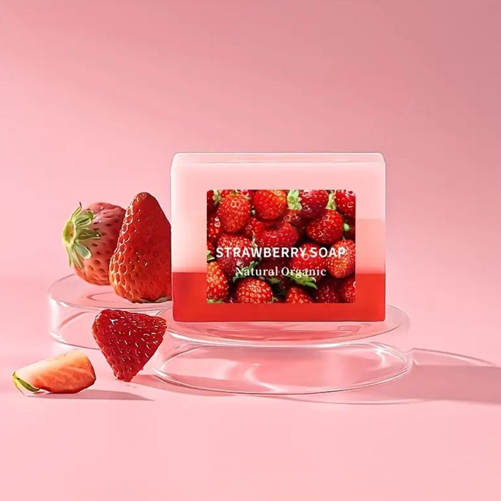 Customized Strawberry Face Cleaning Soap Bar Firming Skin Moisturizing Bath Body Soap