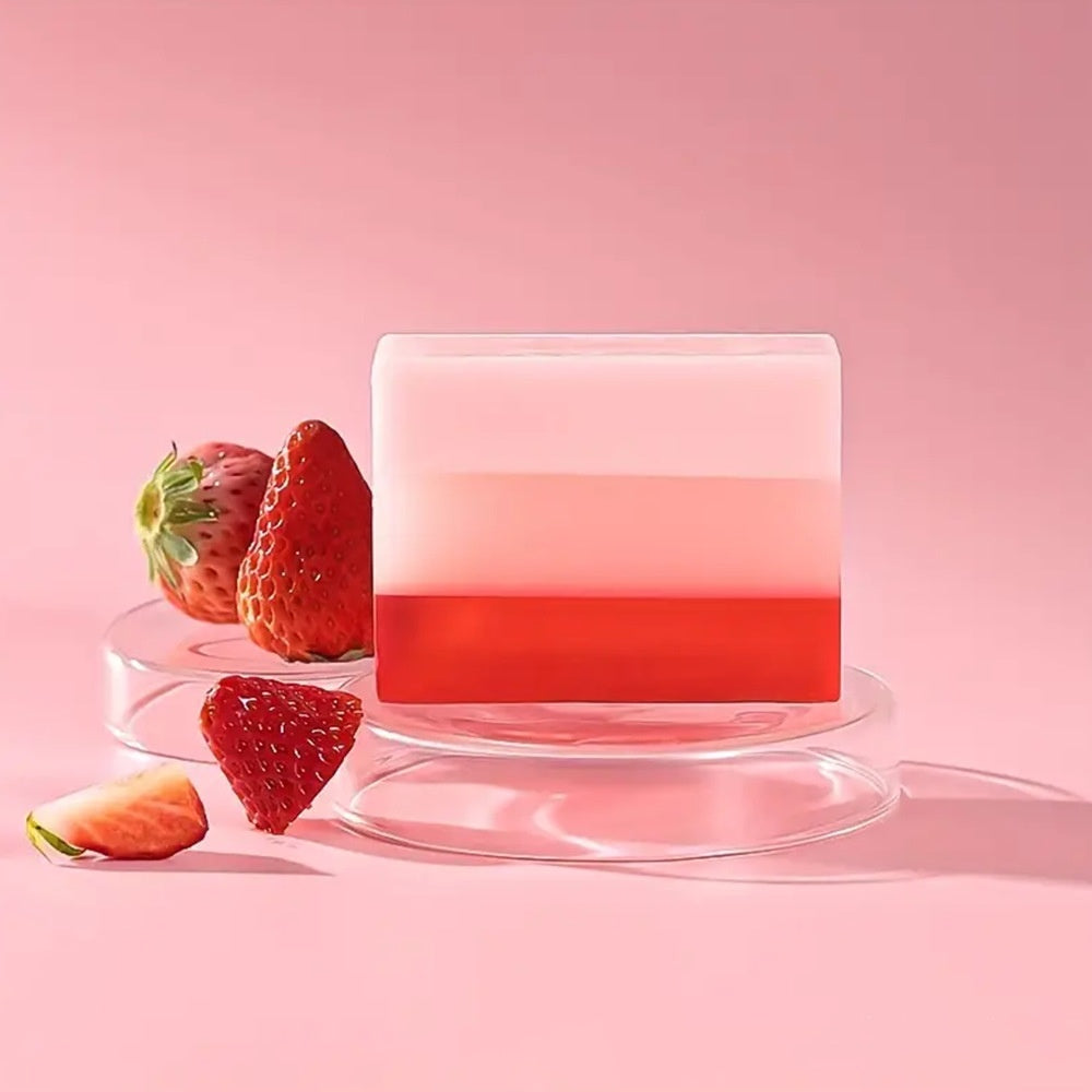 Customized Strawberry Face Cleaning Soap Bar Firming Skin Moisturizing Bath Body Soap