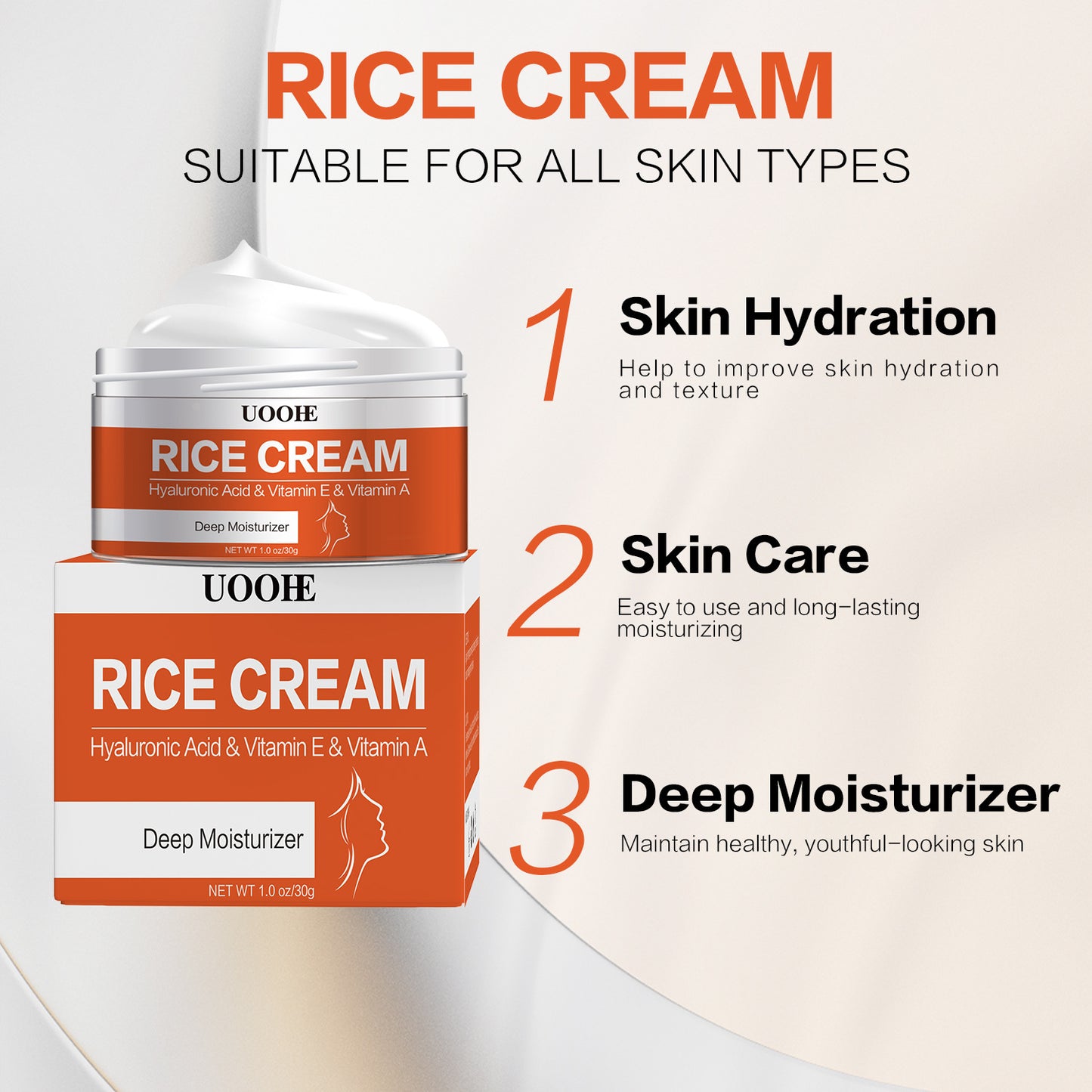 Wholesale Deep Moisturizing Face Moisturizer Whitening Rice Cream For Dry Skin