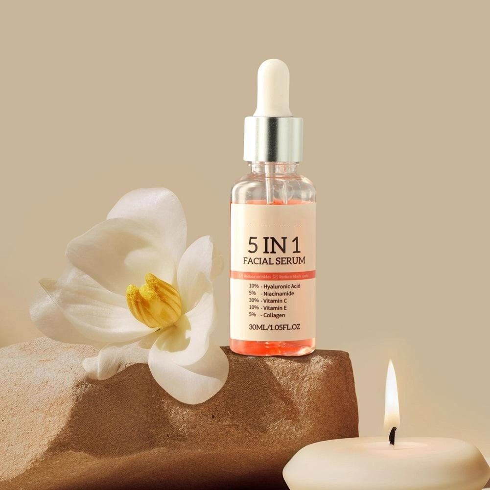 5 in 1 Facial Serum, Vitamin C Anti Aging Serum For Facial Moisturizing, Firming Skin, Reduce Fine Lines & Wrinkles