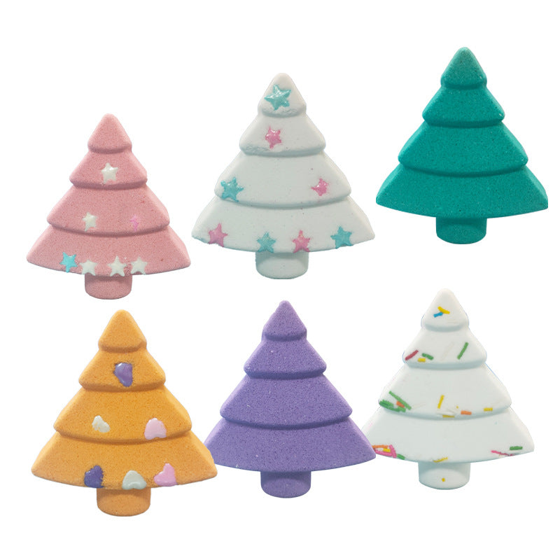 Customized 6pcs Pack Bath Fizzer Tree and Snoman Christmas Bath Bomb Kits