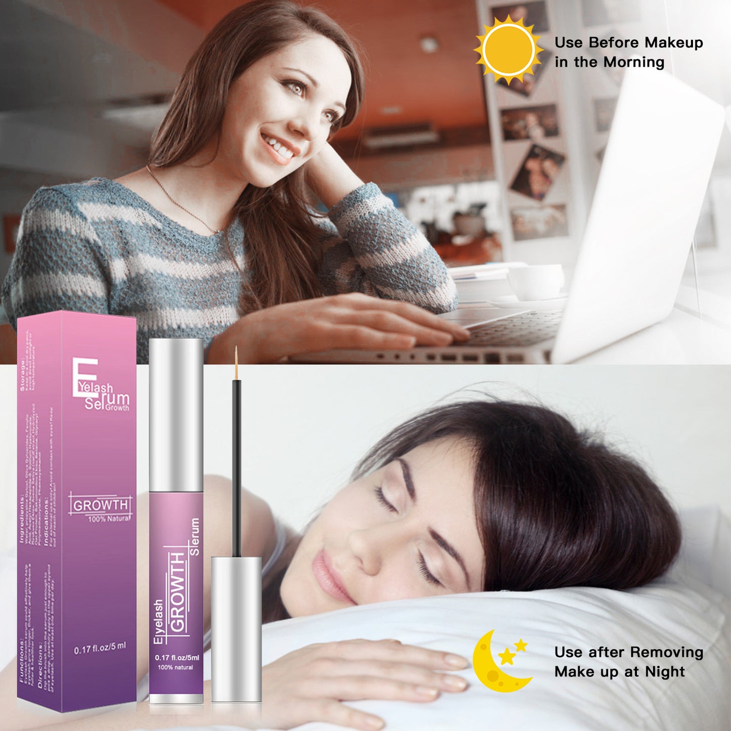 Wholesale Moisturizing Eye Lash Growth Longer Thick Eyelash Serum