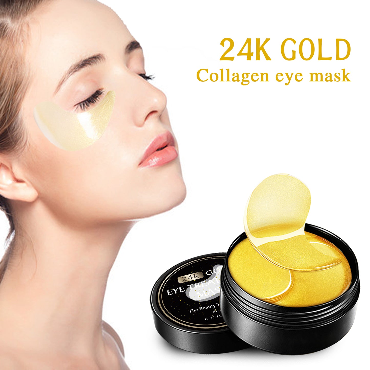 Skin Care Vitamin E Collagen Gel 24K Gold Crystal Eye Patches for Puffy Eyes