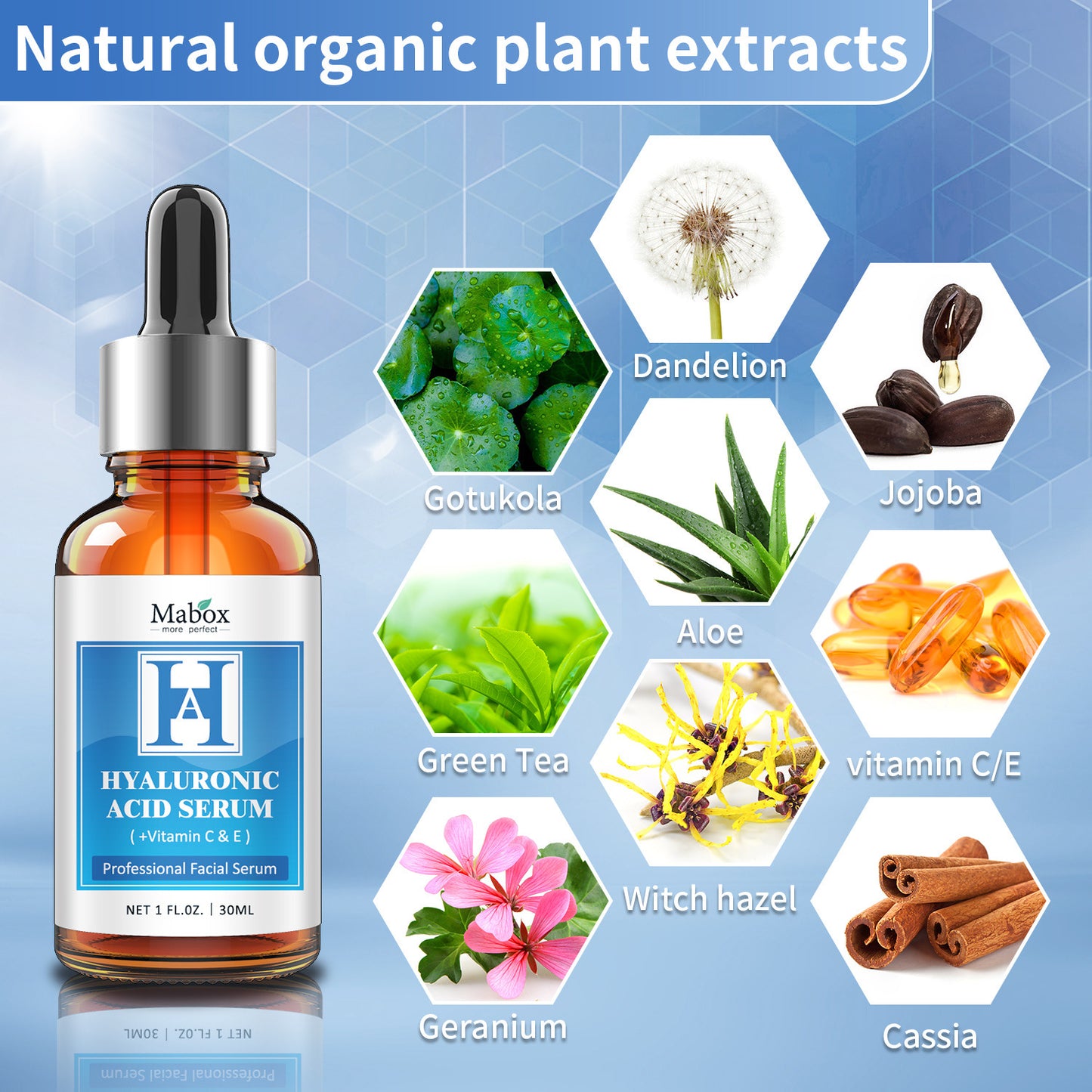 Free Design Brightening Facial Serum Vitamin C Nourishing Hyaluronic Acid Serum for Face