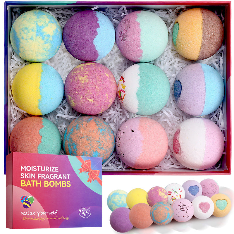 Christmas Gift Box 12 Pack Bathbombs Moisturizing Bubble Bath Fizzies Kit