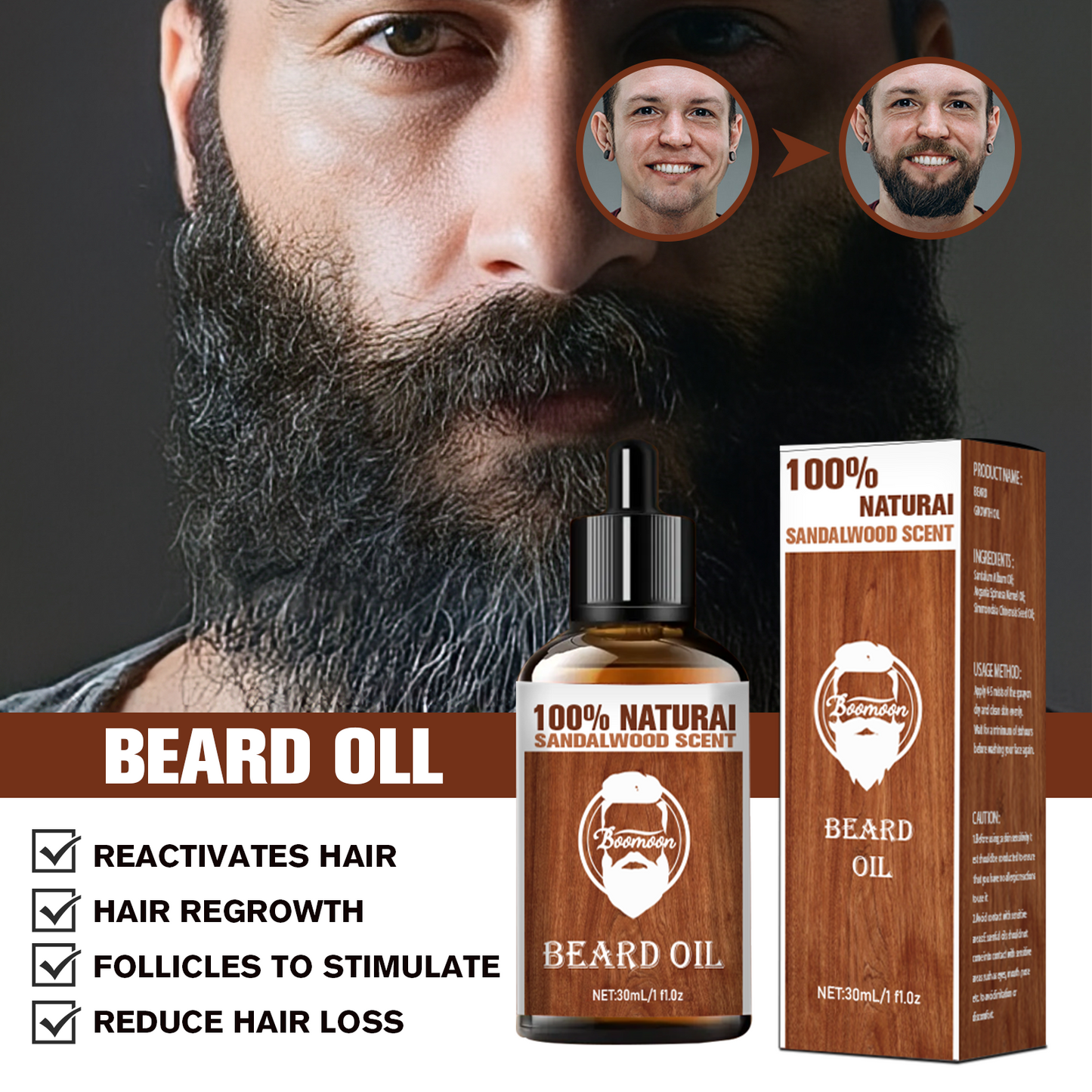 Factory Price Natural Beard Oils Nourishing Smoothing Mustache Growth Oil