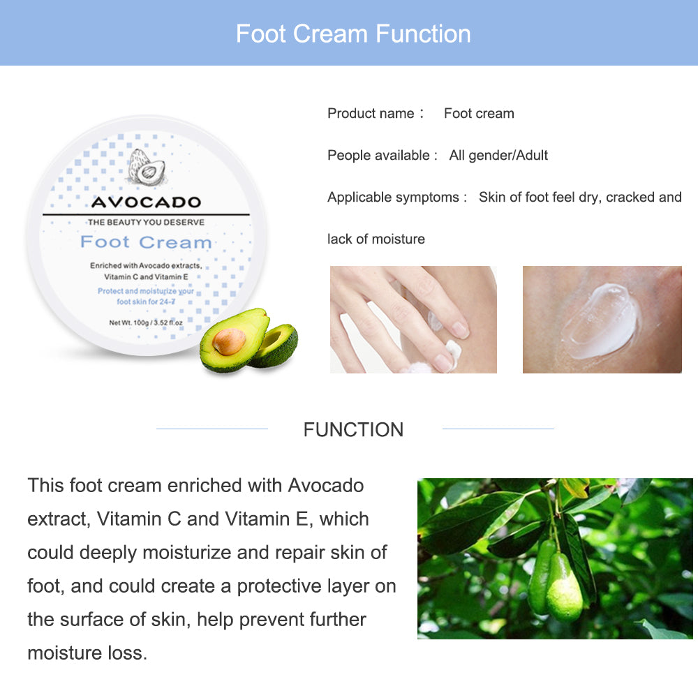 Best Moisturizer Lotion Vitamin C Healthy Feet Cream Avocado Foot Cream for Cracked Heels