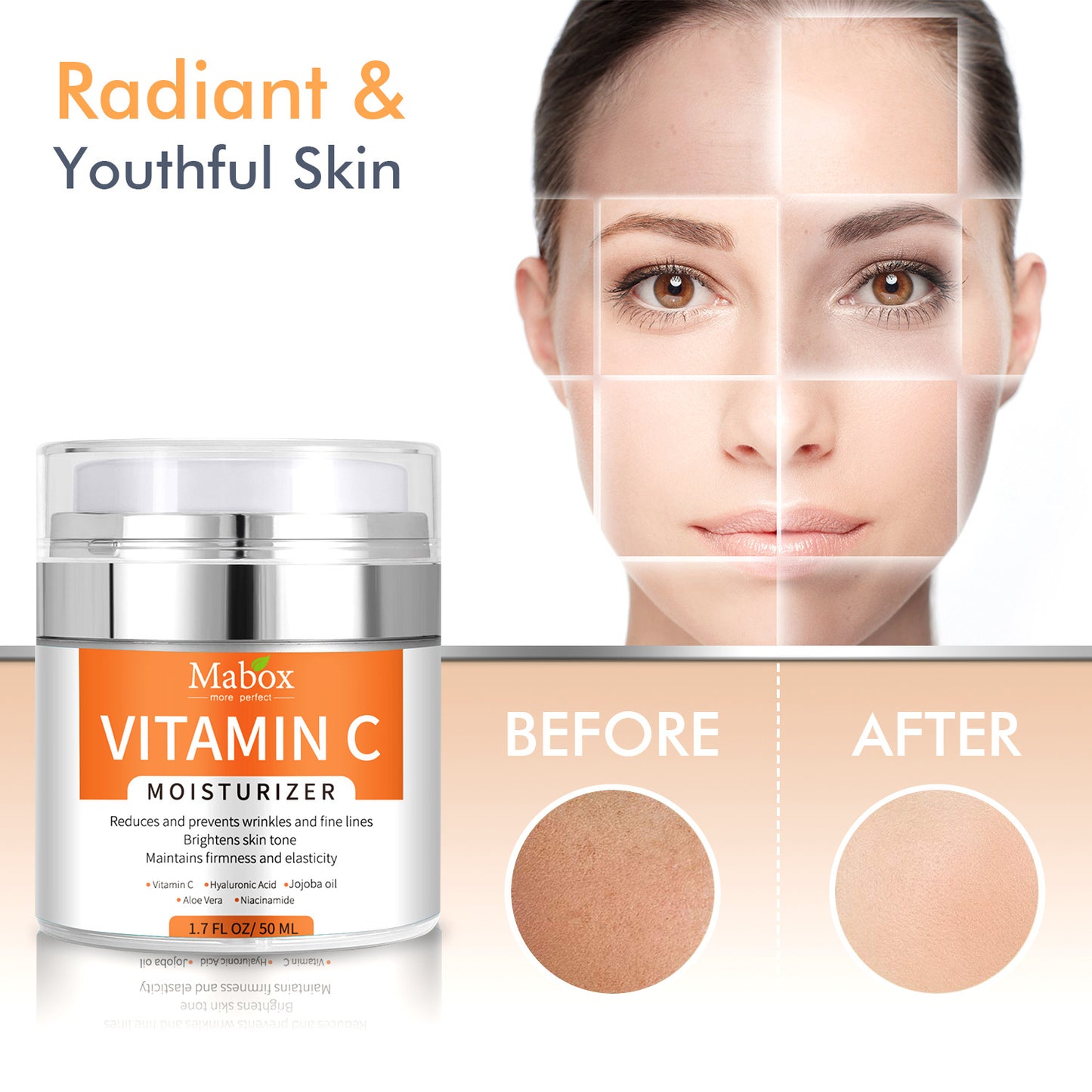 Best Hydrating Skin Brightening Creams Daily Vitamin C Face Moisturizer for Dry Skin