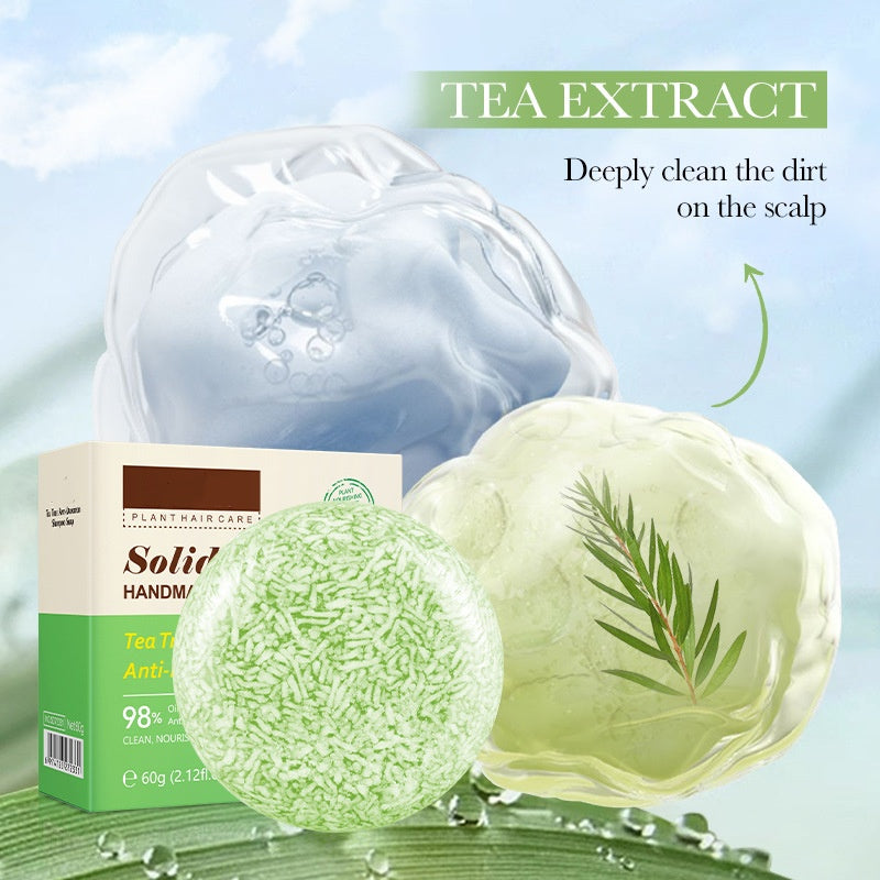 Natural Tea Tree Essence Shampoo Soap Refreshing Oil Control Solid Shampoo Hand Soap