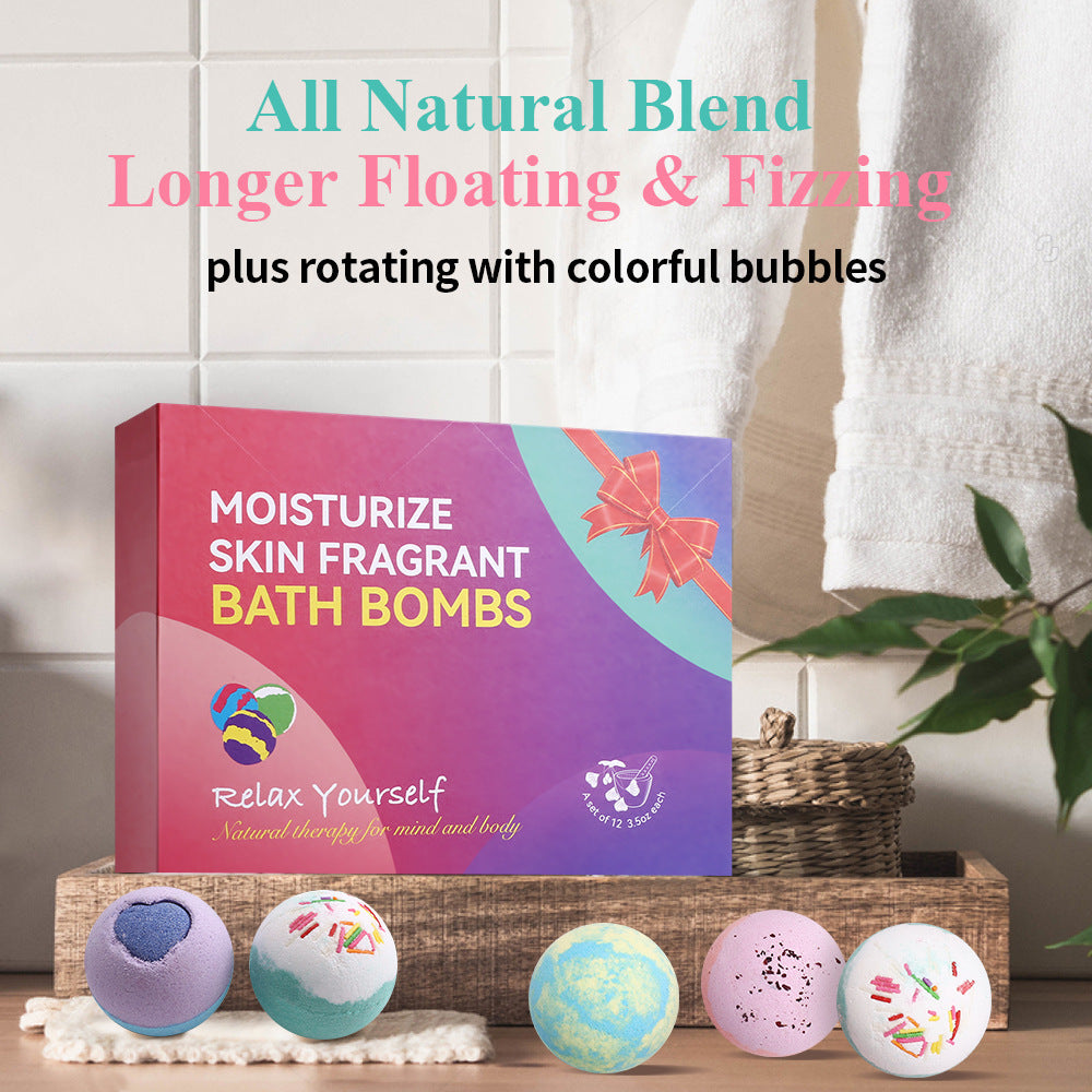 Christmas Gift Box 12 Pack Bathbombs Moisturizing Bubble Bath Fizzies Kit