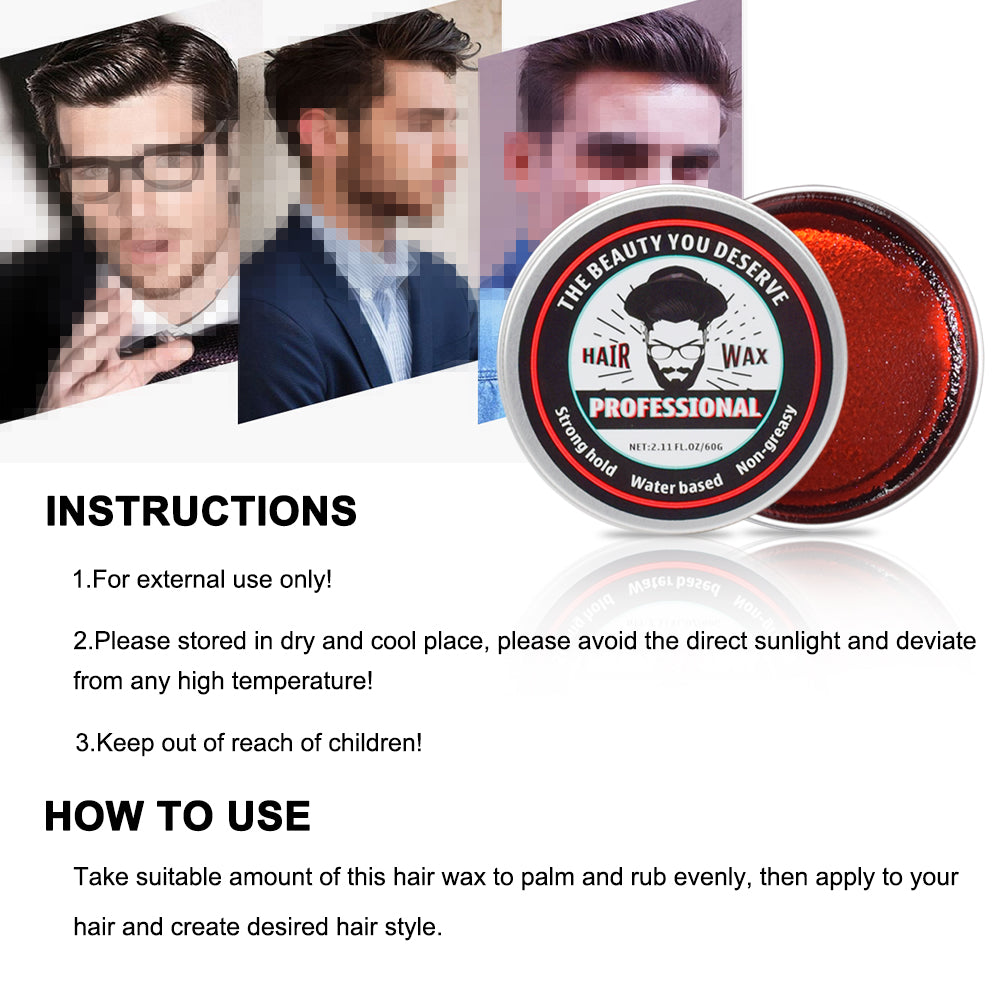 OEM Hair Wax Water Based Strong Hold Hair Styling Hair Waxing Pomade For Men
