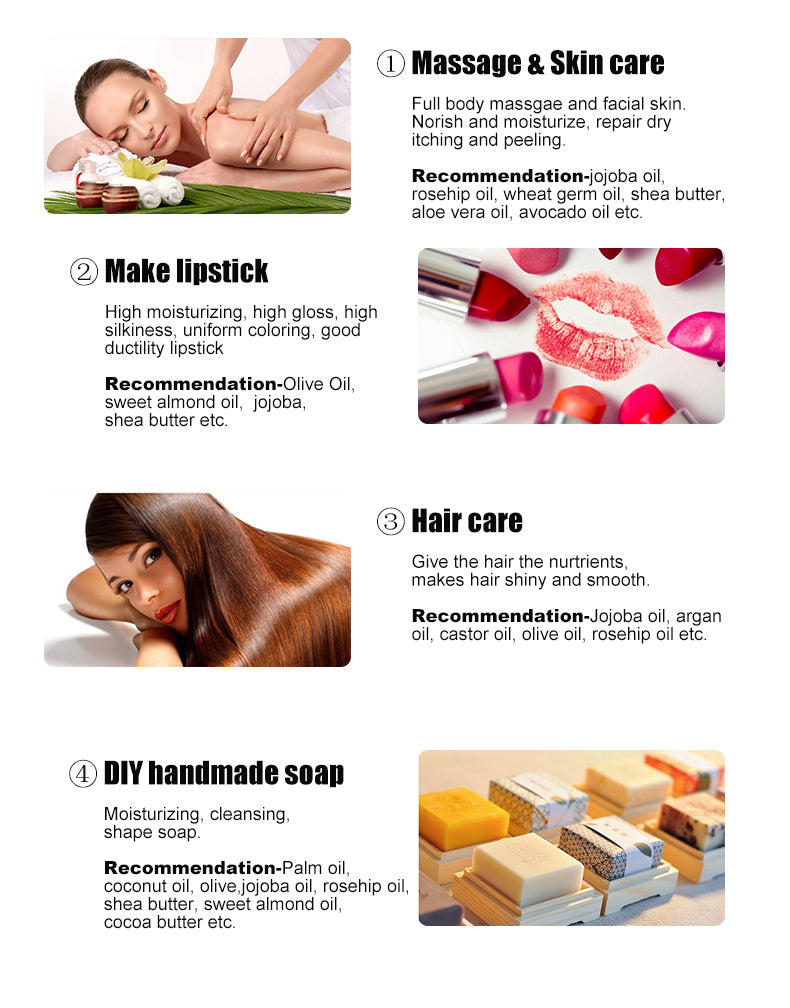 OEM Organic Pure Avocado Almond Jojoba Coconut Carrier Oils