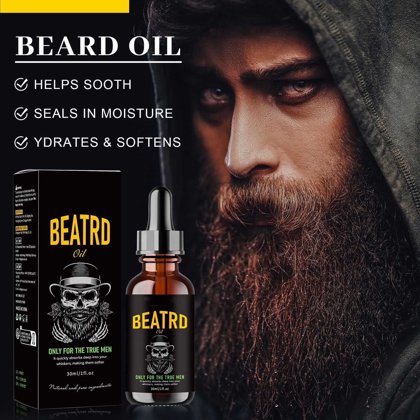 OEM Beard Care Organic Nourishing Beard Growth Beard Oil for Men