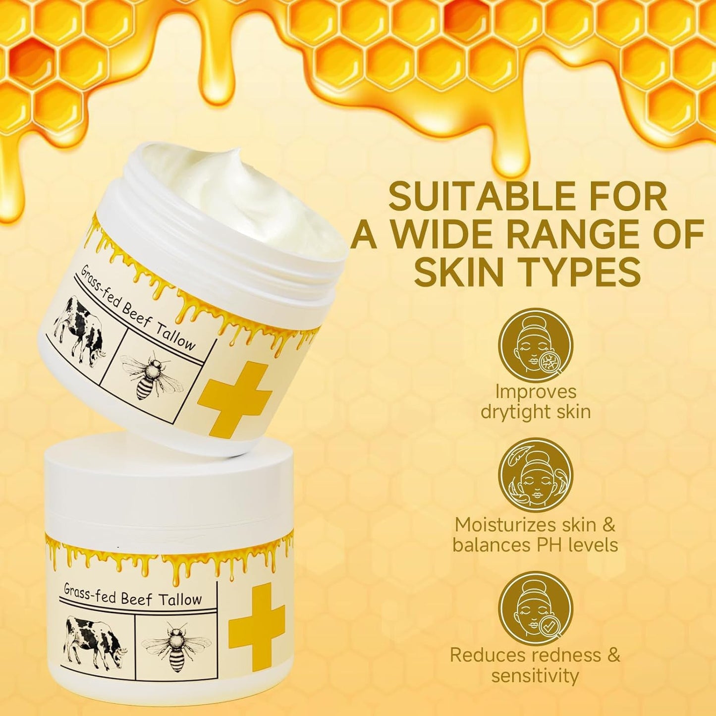 Wholesale Nourishing Soothing Moisturizer, Deeply Moisturizing Beef Tallow Honey Cream for All Skin