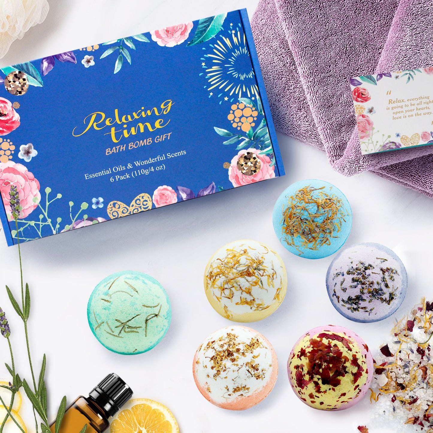 OEM Handmade 6pcs Bubble Bath Bomb Gift Set For Body Care Relaxation