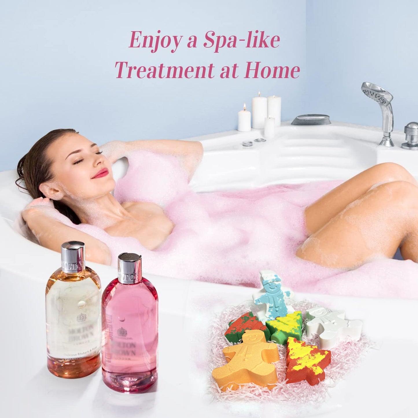 Customized 6pcs Pack Bath Fizzer Tree and Snoman Christmas Bath Bomb Kits