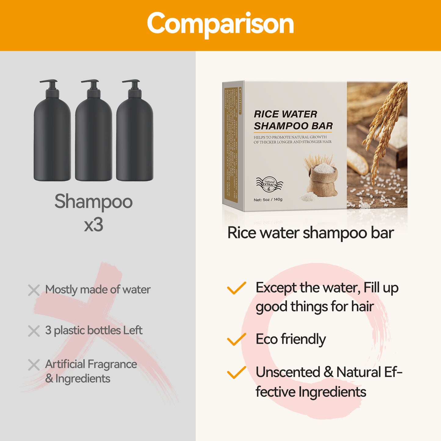 Factory Price Promoting Growth Scalp Nourishing Rice Water Shampoo Soap Bar