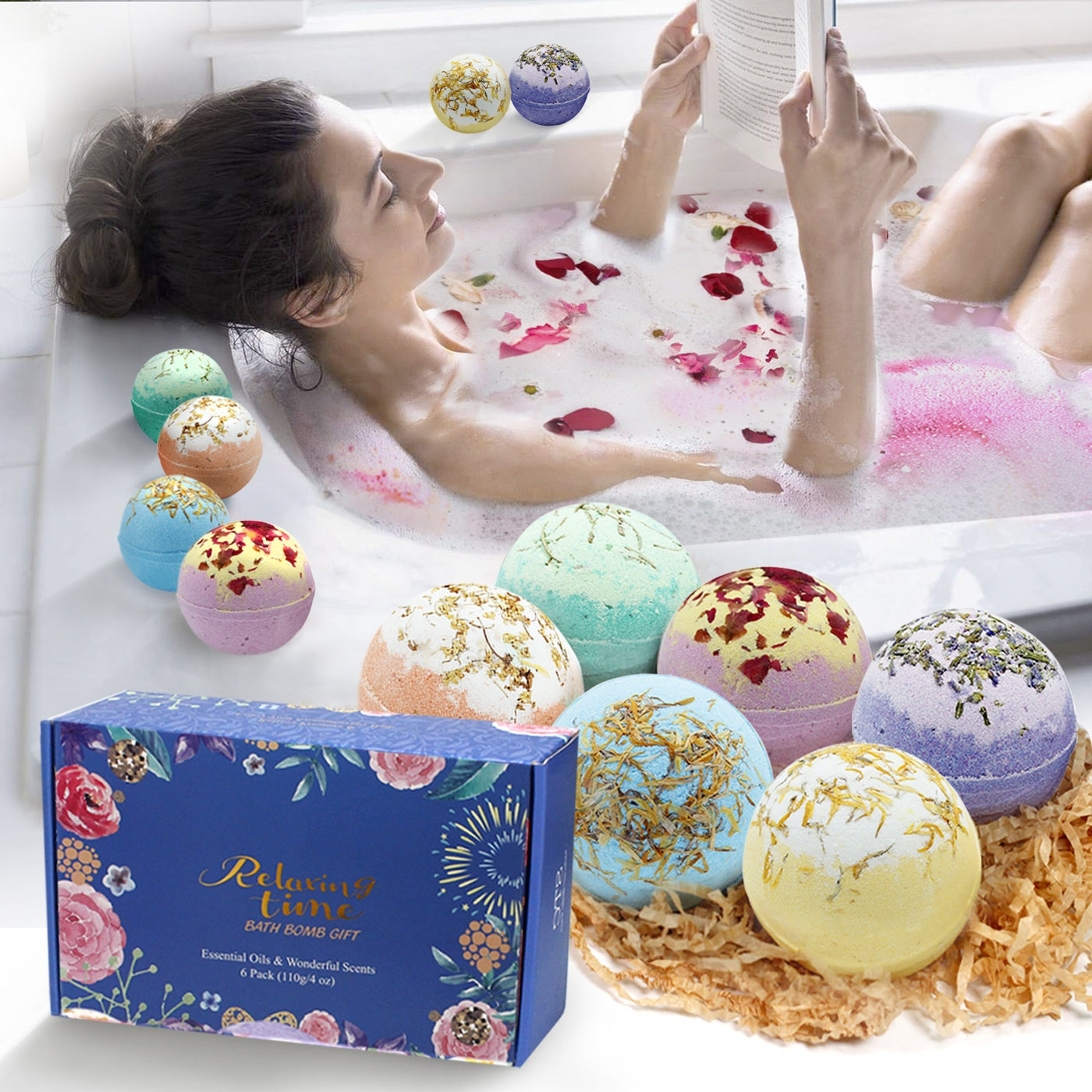 OEM Handmade 6pcs Bubble Bath Bomb Gift Set For Body Care Relaxation