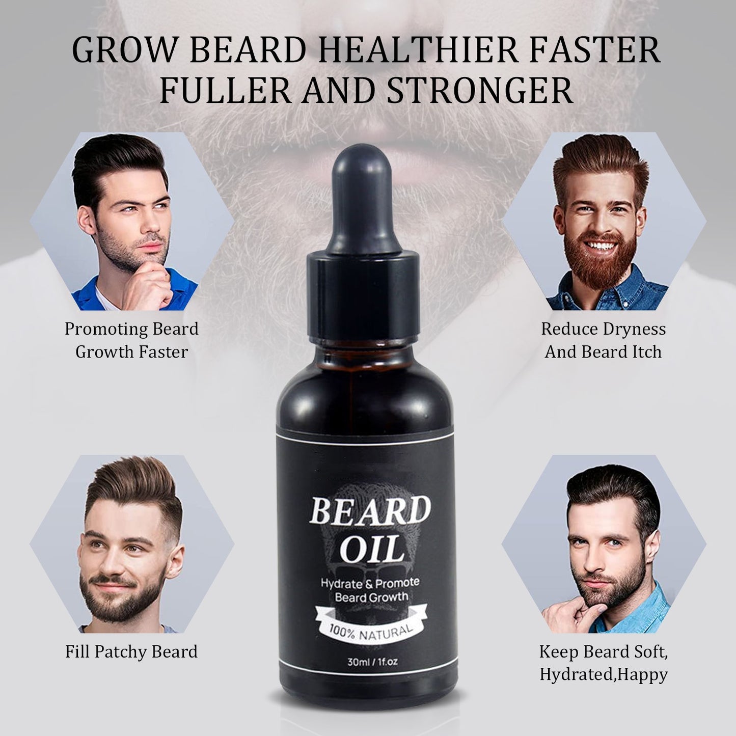 Wholesale Moustache Growth Softener Grooming Moisturizer Beard Growth Essential Oil for Men