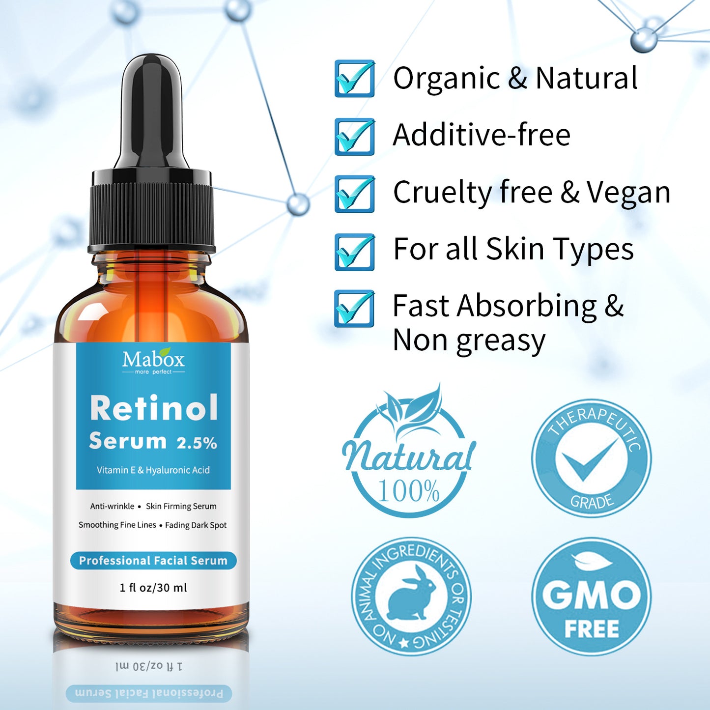 OEM Anti-aging Facial Serum Improve Pigmentation Skin Renewing Retinol Serum for Wrinkles