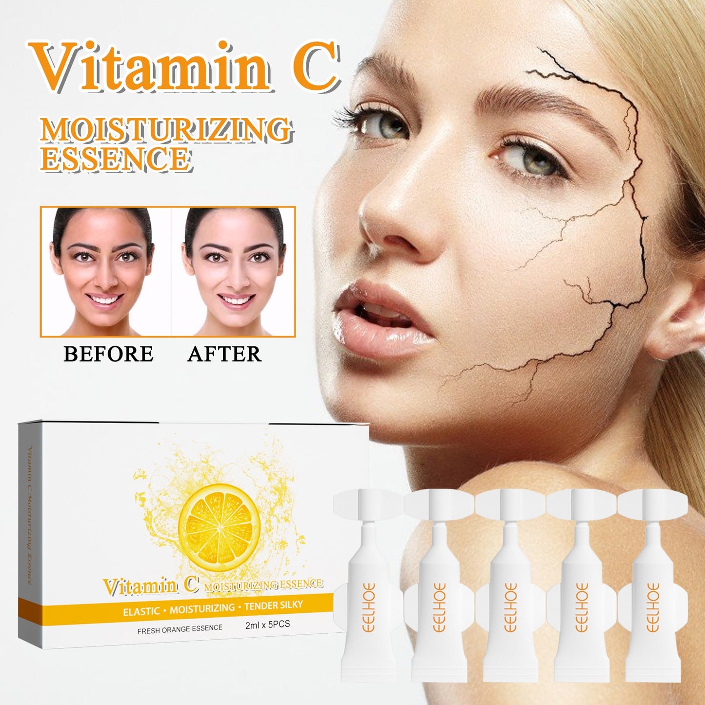Wholesale Vitamin C Essence Ampoules, Brightening & Hydrating Ampoule for Daily Skincare, Dark Spots, Sensitive Skin