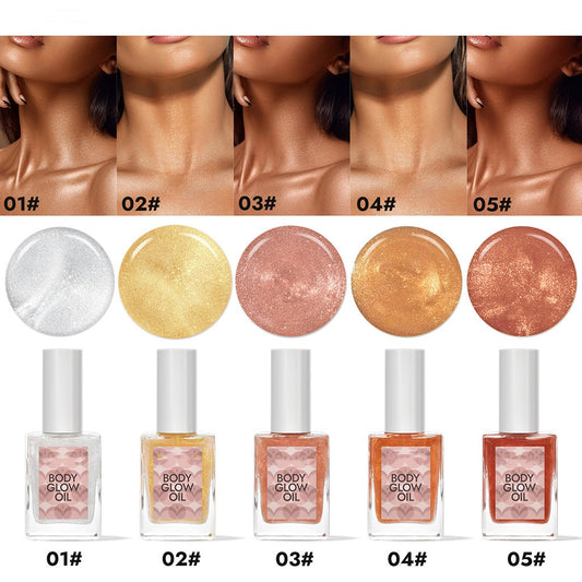 Wholesale Multi Color Shimmer Body Oil Highlighter Face Glitter Body Glow Makeup Highlighter Body Shimmer Tanning Oil