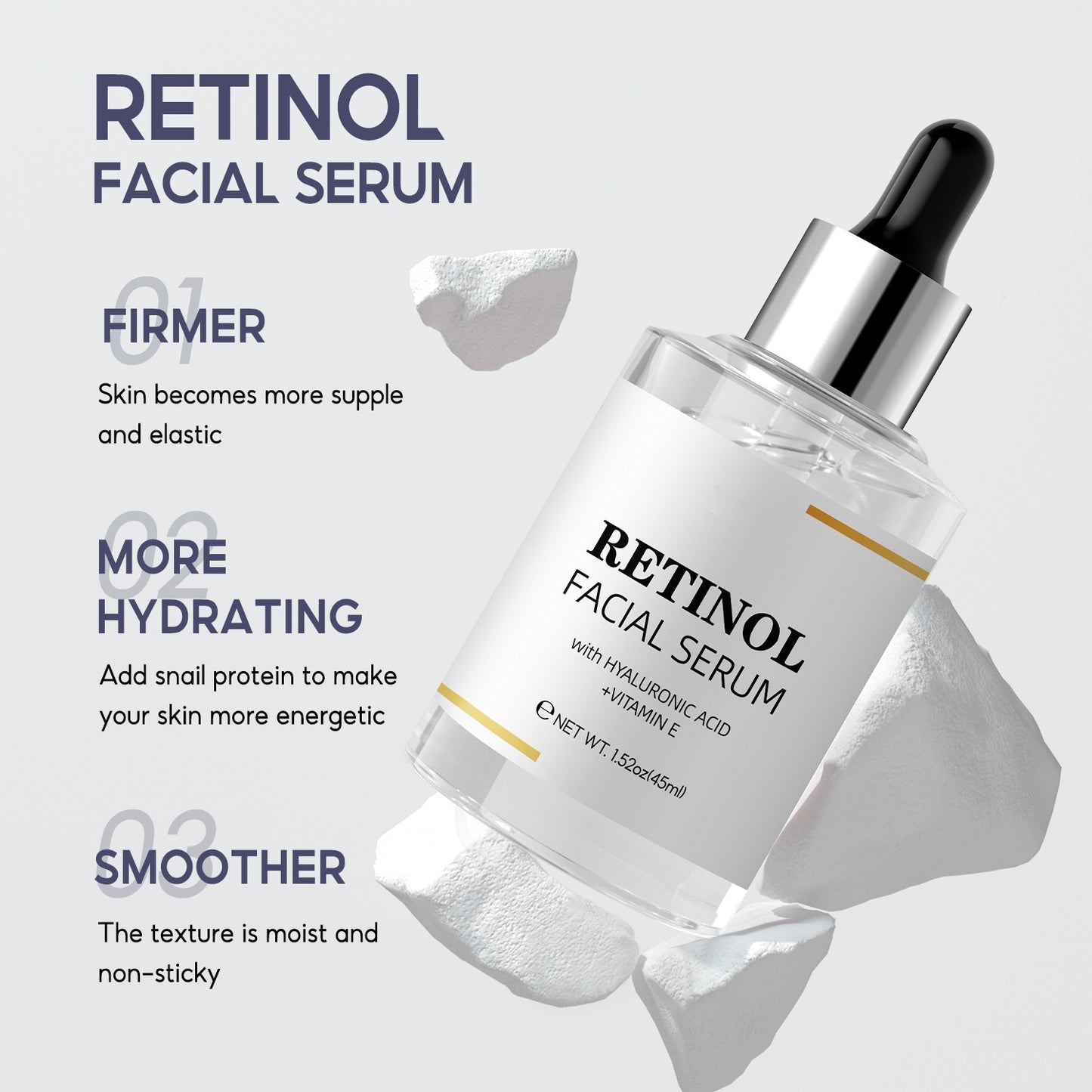 OEM Retinol Anti-Wrinkle Facial Serum with Vitamin E, Supports Even Tone, Minimizes Appearance of Fine Lines & Wrinkles