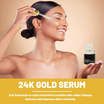OEM 24K Gold Anti Aging Face Serum for Day and Night Wrinkle Reduction