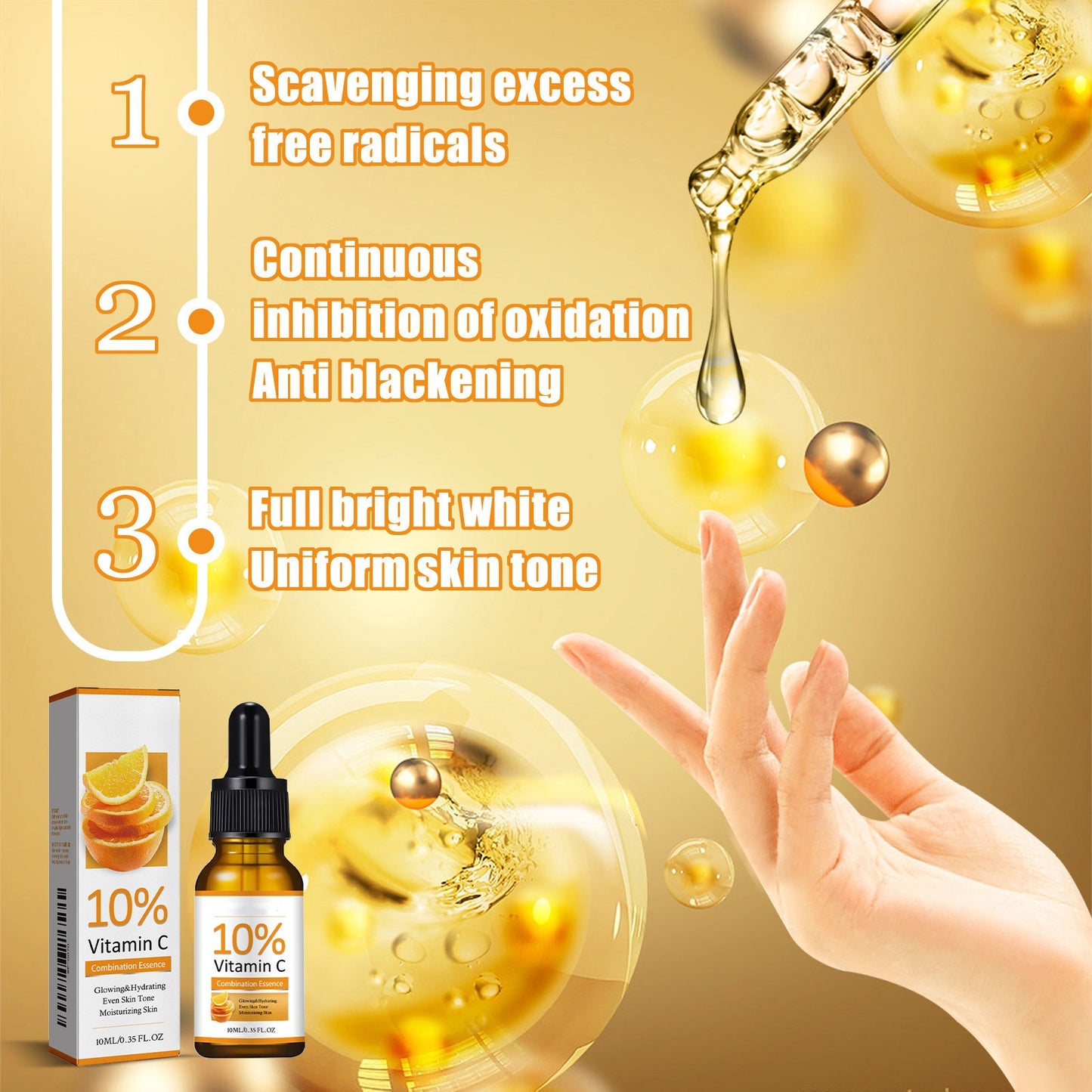 OEM Moisturizing Brightening Vitamin C Facial Serum, Rejuvenate Dull Skin, Hydrating, Promotes Brighter