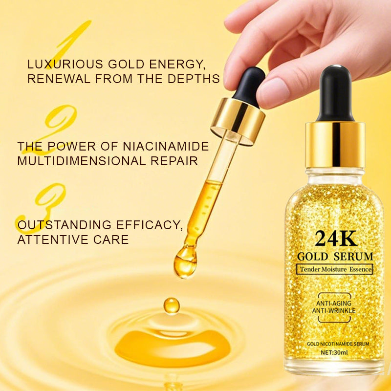 OEM Nourishing Anti Wrinkle 24K Gold Foil Serum for Dark Spot Reduction 30ML