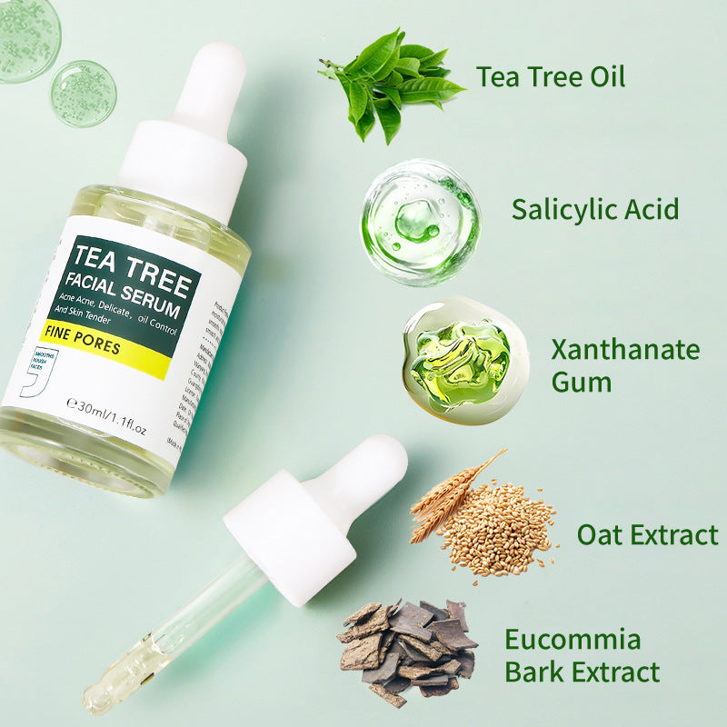 OEM Non-Greasy Tea Tree Facial Serum, Oil Control Tea Tree Serum for Acne Prone Skin Redness Relief, Pimples