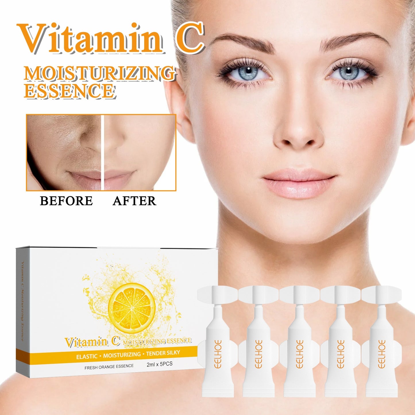 Wholesale Vitamin C Essence Ampoules, Brightening & Hydrating Ampoule for Daily Skincare, Dark Spots, Sensitive Skin