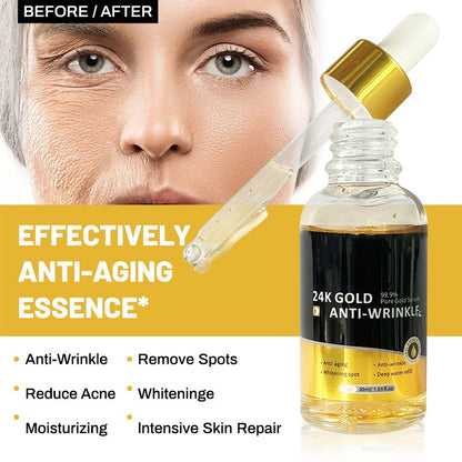 OEM 24K Gold Anti Aging Face Serum for Day and Night Wrinkle Reduction