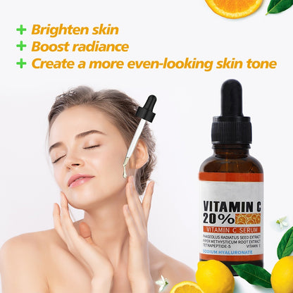 OEM Skin Care Brightening Facial Serum for Dark Spots, Vitamin C Serum with Hyaluronic Acid