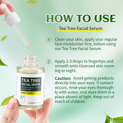 OEM Non-Greasy Tea Tree Facial Serum, Oil Control Tea Tree Serum for Acne Prone Skin Redness Relief, Pimples