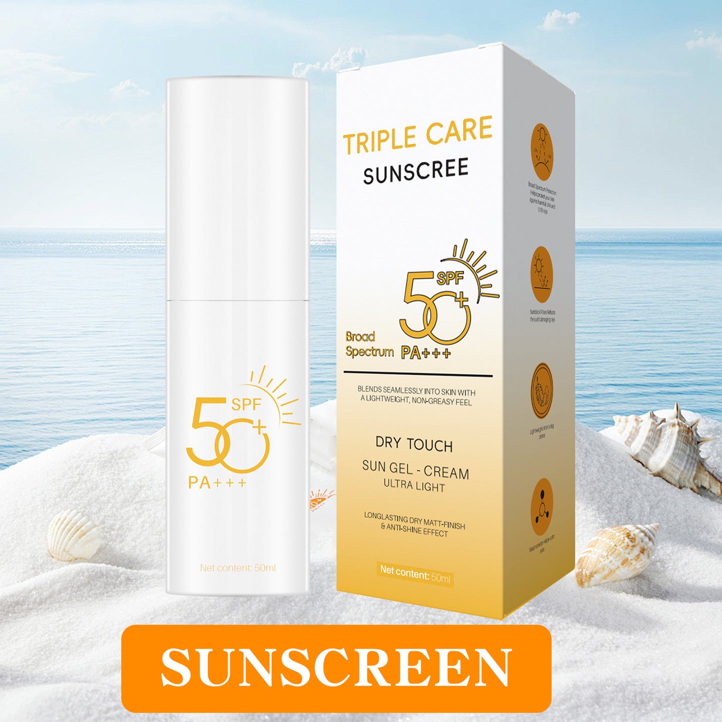 Private Label High Quality SPF50+ Anti-aging Lotion Moisturizing Refreshing Non-greasy Sunscreen