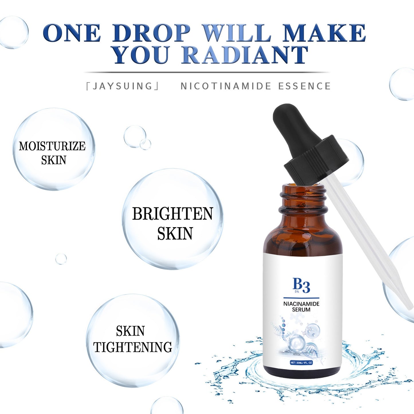 OEM Natural B3 Niacinamide Serum For Face Anti Aging, Facial Serum to Reduce Fine Lines, Dark Spots
