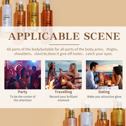 Cosmetic Supplier Bronzer Body Shimmer Oil Long-lasting Shiny Subtle Diamond Glitter Body Oil