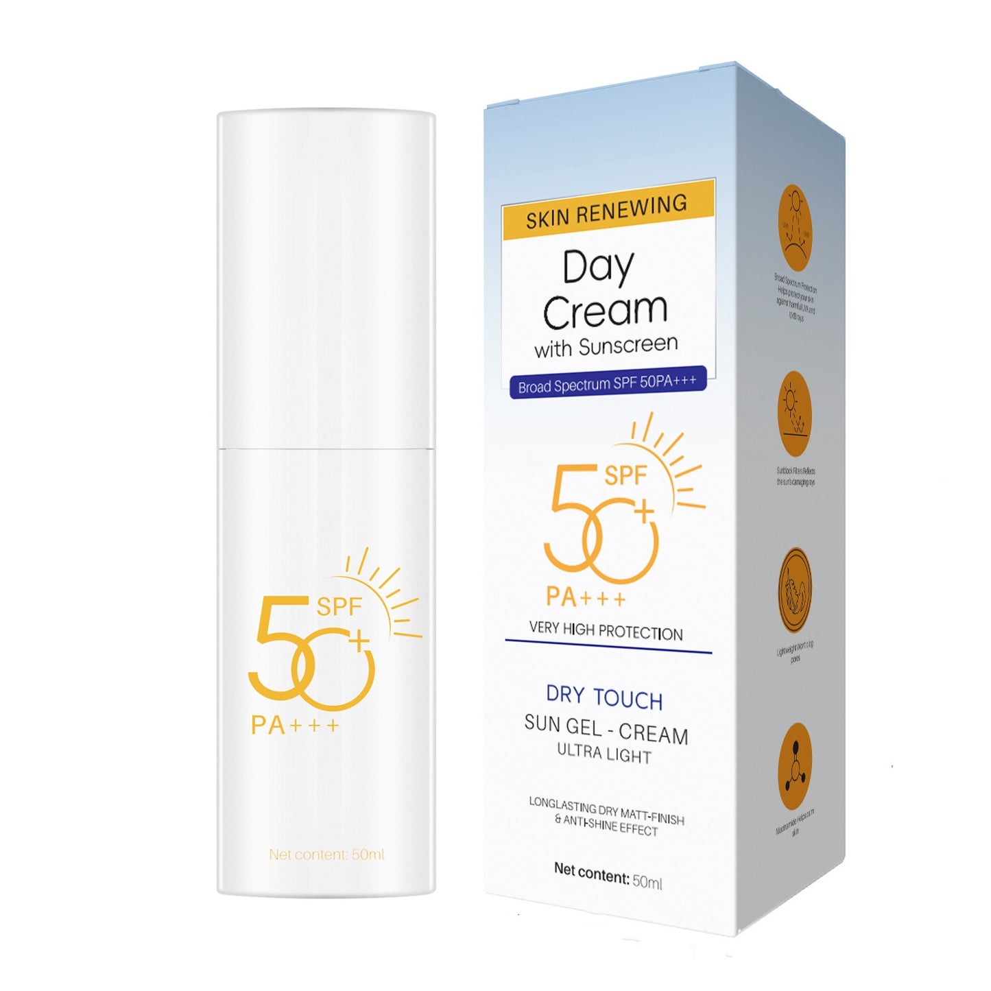 Private Label High Quality SPF50+ Anti-aging Lotion Moisturizing Refreshing Non-greasy Sunscreen