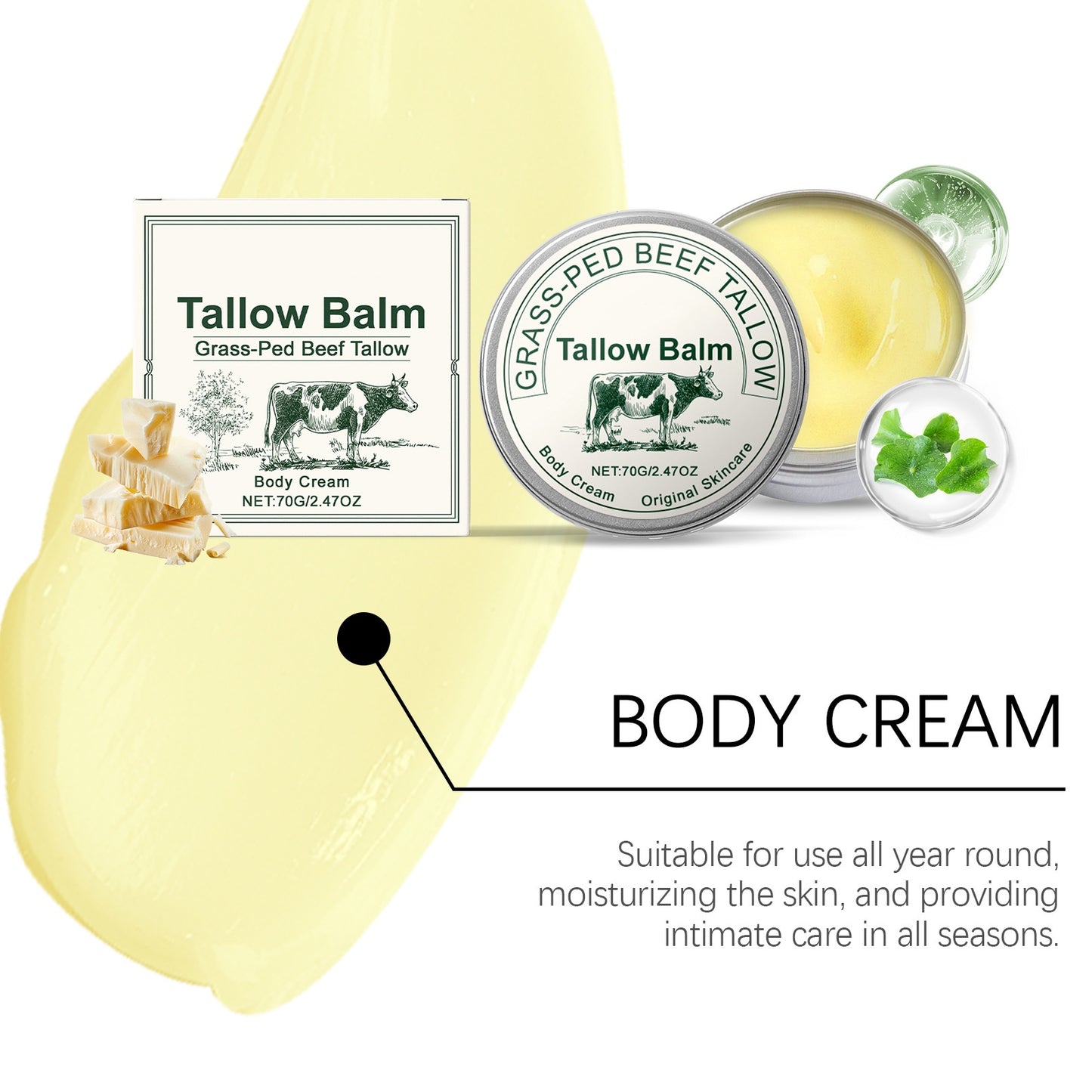 OEM Whipped Beef Tallow Balm, Deeply Moisturizing for Face and Body