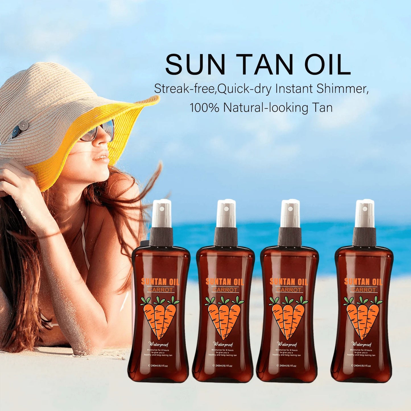 OEM Beach Use Suntan Oil Long Lasting Natural Tan Body Bronzer Self-tanning Oil