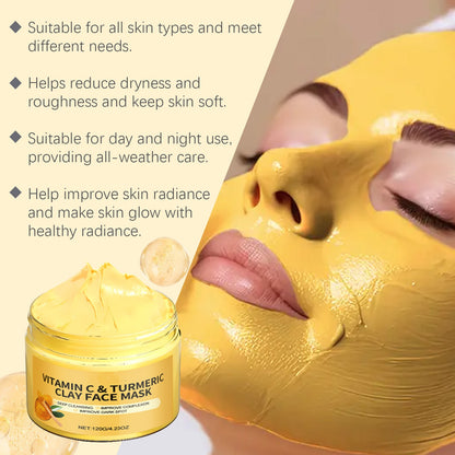 Wholesale Brightening Vitamin C Turmeric Clay Face Mask Deep Pore Cleansing Skin Care Facial Mask