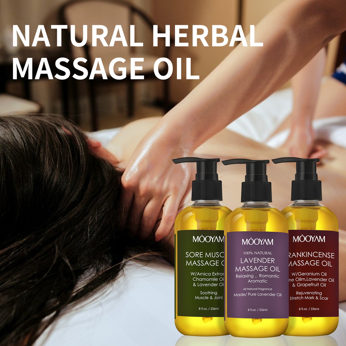 OEM/ODM Relax Romanic Aromatic Natural Herbal Massage Oil 236ML