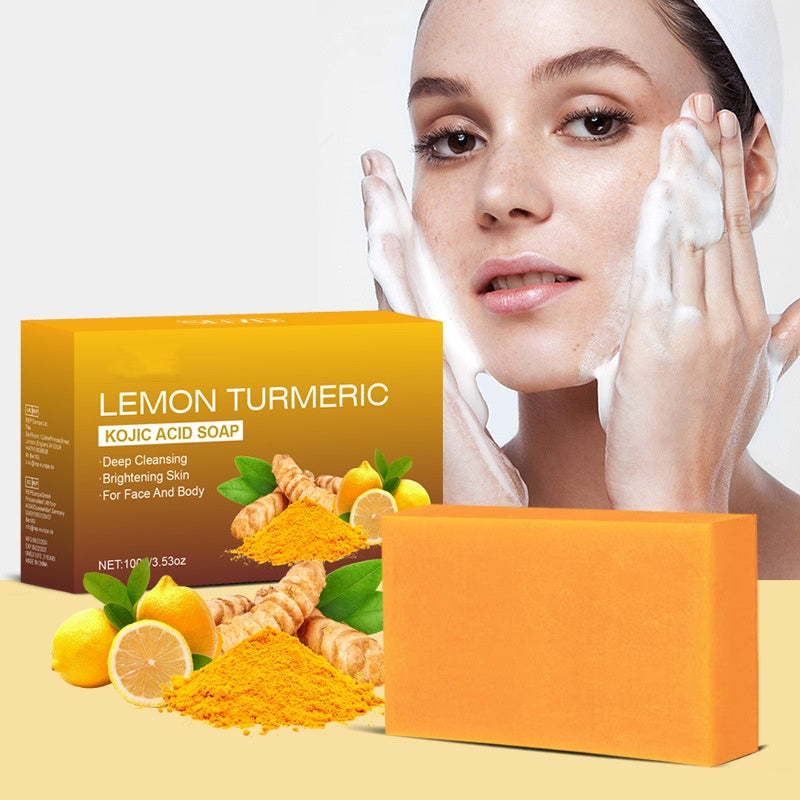 Dark Spot Remover Soap With VC Hyaluronic Acid Deep Cleansing Lemon Turmeric Soap For Face And Body