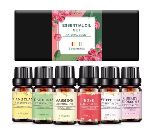 OEM Premium Pure Flower Essential Oils Set, Ylang Ylang, Gardenia, Jasmine, Rose, White Tea, Cheery Blossoms
