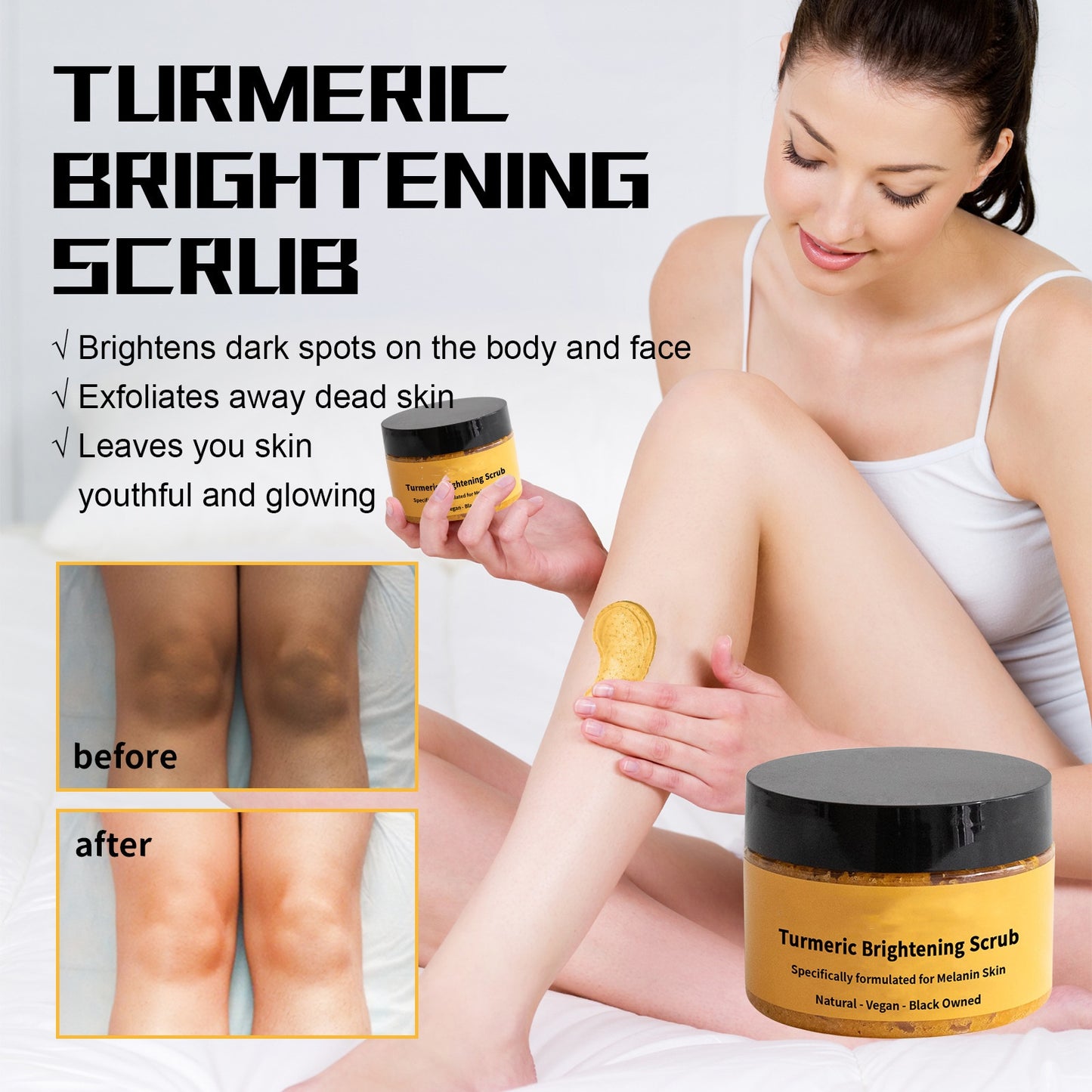 Skin Care Natural Spa Whitening Moisturizing Turmeric Brightening Scrub For Face and Body