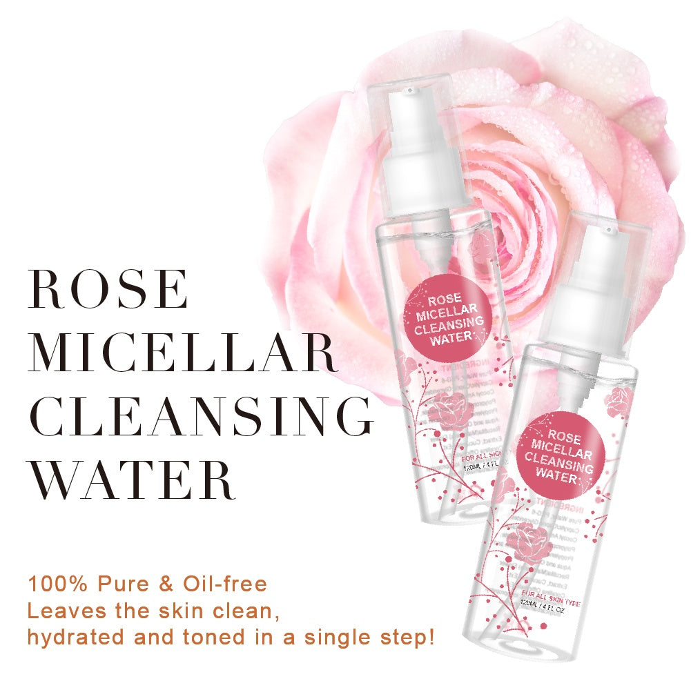 Natural Cosmetics Gentle Rose Micellar Water Makeup Remover Liquid Deep Cleansing Water 120ml