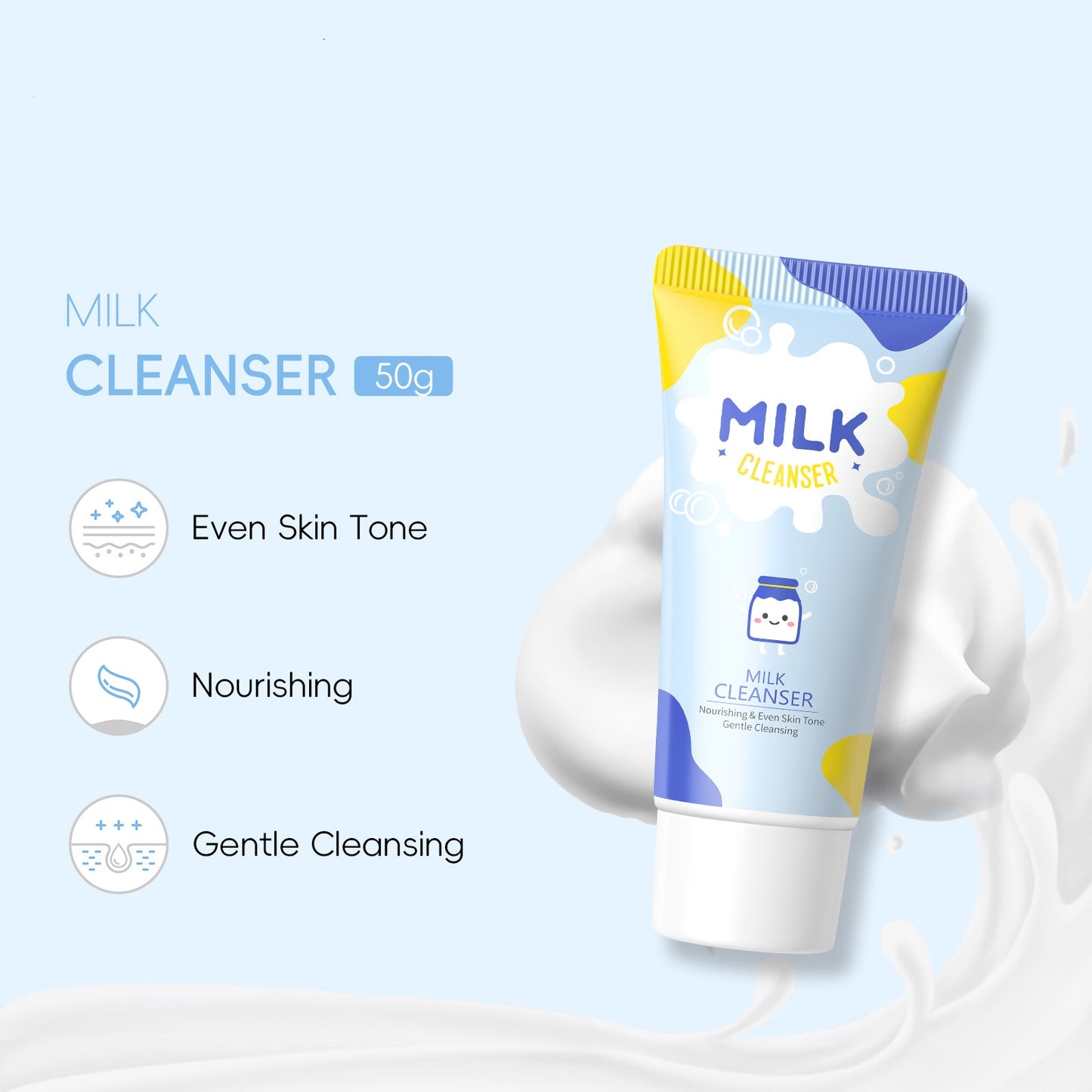 OEM Private Label Whitening Cleansing Milk Washing Face Organic Facial Cleanser Face Wash