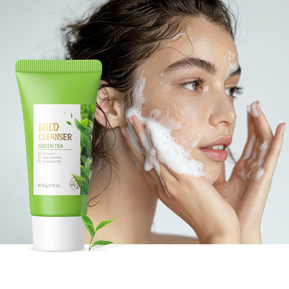 Natural Plant Anti Acne Face Wash Green Tea Mild Cleanser Smoothing Oil Control Foaming Facial Cleanser