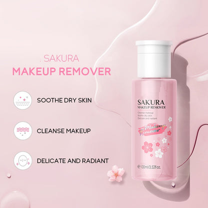 Private Label Soothing Sakura Makeup Remover Water With Pump Head Natural Mild for Sensitive Skin